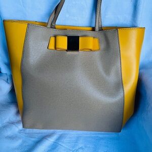 Ivanka Trump Top Handle Tote Tan Yellow Gold Hardware Large Handbags Yellow Bow
